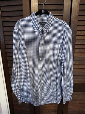Ralph Lauren Navy and White Gingham Button-Down Shirt - Men's